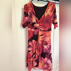 Karen Kane Orange and Pink Tie Front Wrap Mini Dress Size XL